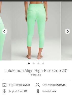 NWOT lululemon Nulu Align High-Rise Crop - Pistachio